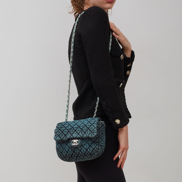 CHANEL DENIM QUILTED SMALL DENIMPRESSION FLAP BLUE - Picture 9 of 9